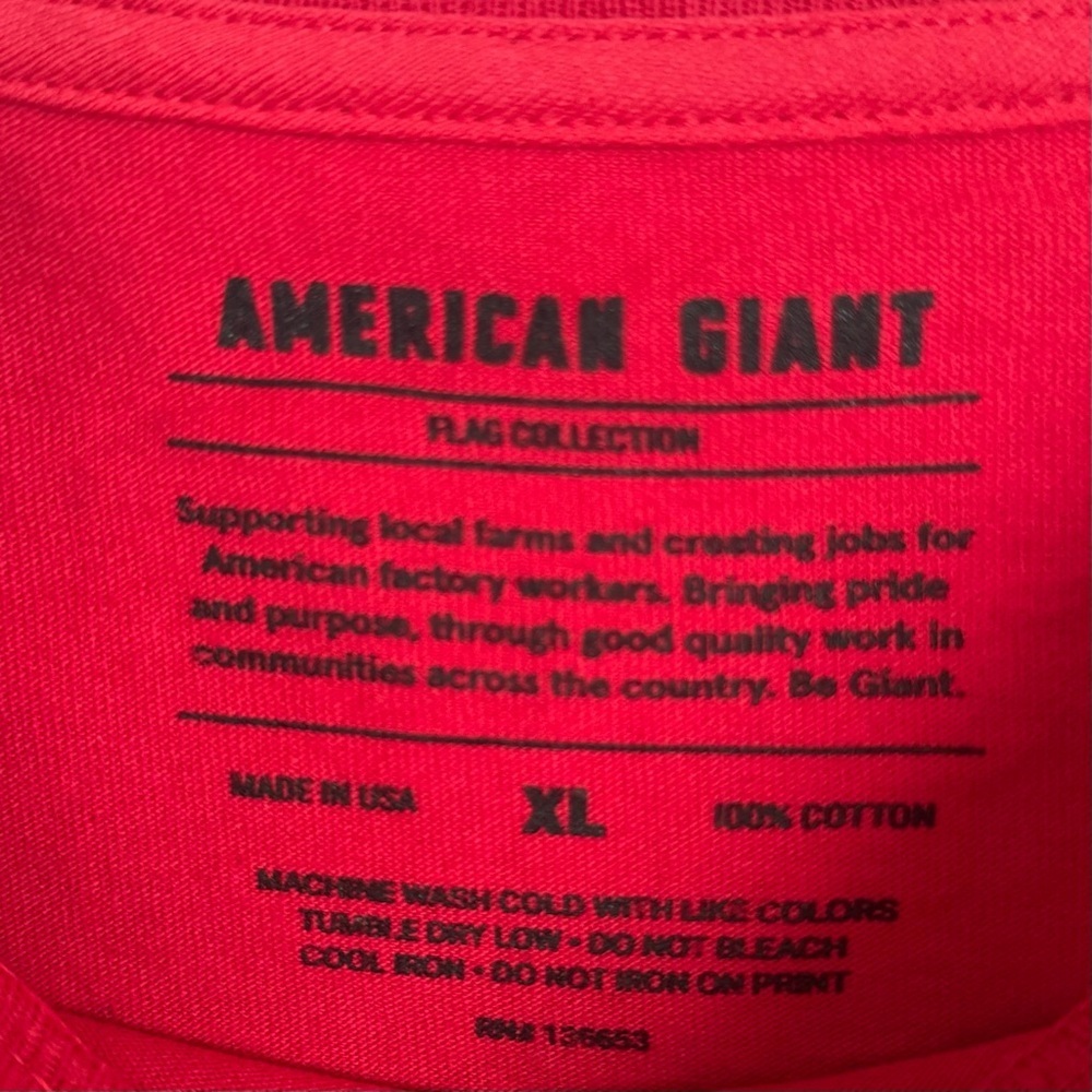 American Giant Unisex USA Tee Shirt Men's XL Red "AMERICAN MADE"  Premium Cotton - Picture 2 of 11